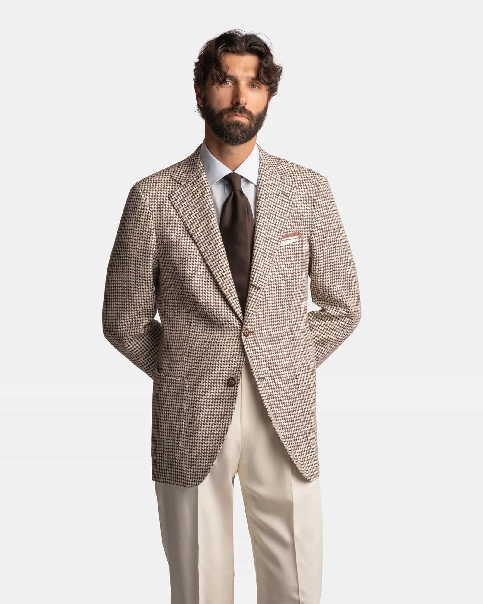 Mod 2 British Summer Houndstooth Jacket Brown