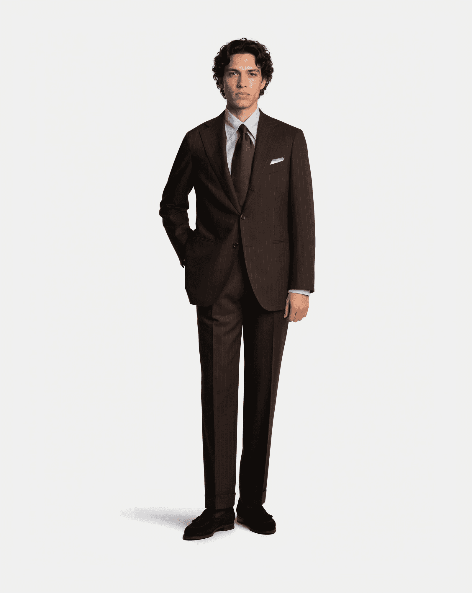 Mod 2 Hightwist Pinstripe Suit Brown