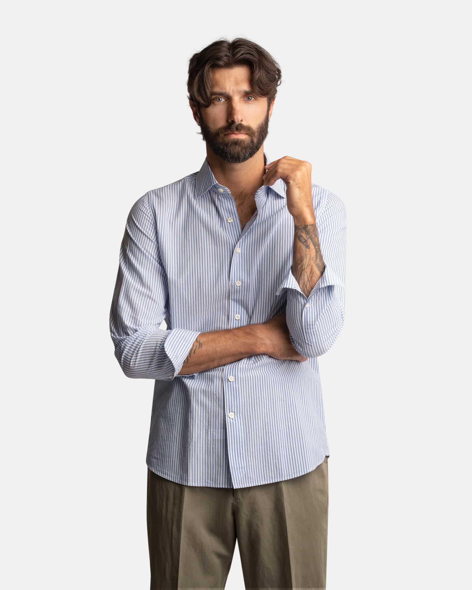 Seersucker Shirt Navy