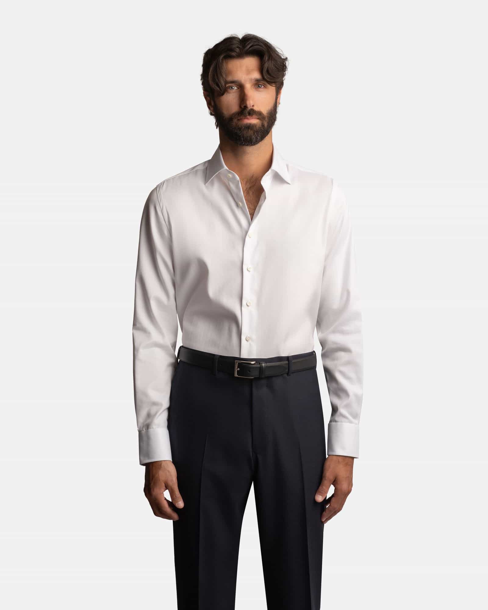 Handmade Herringbone Shirt White