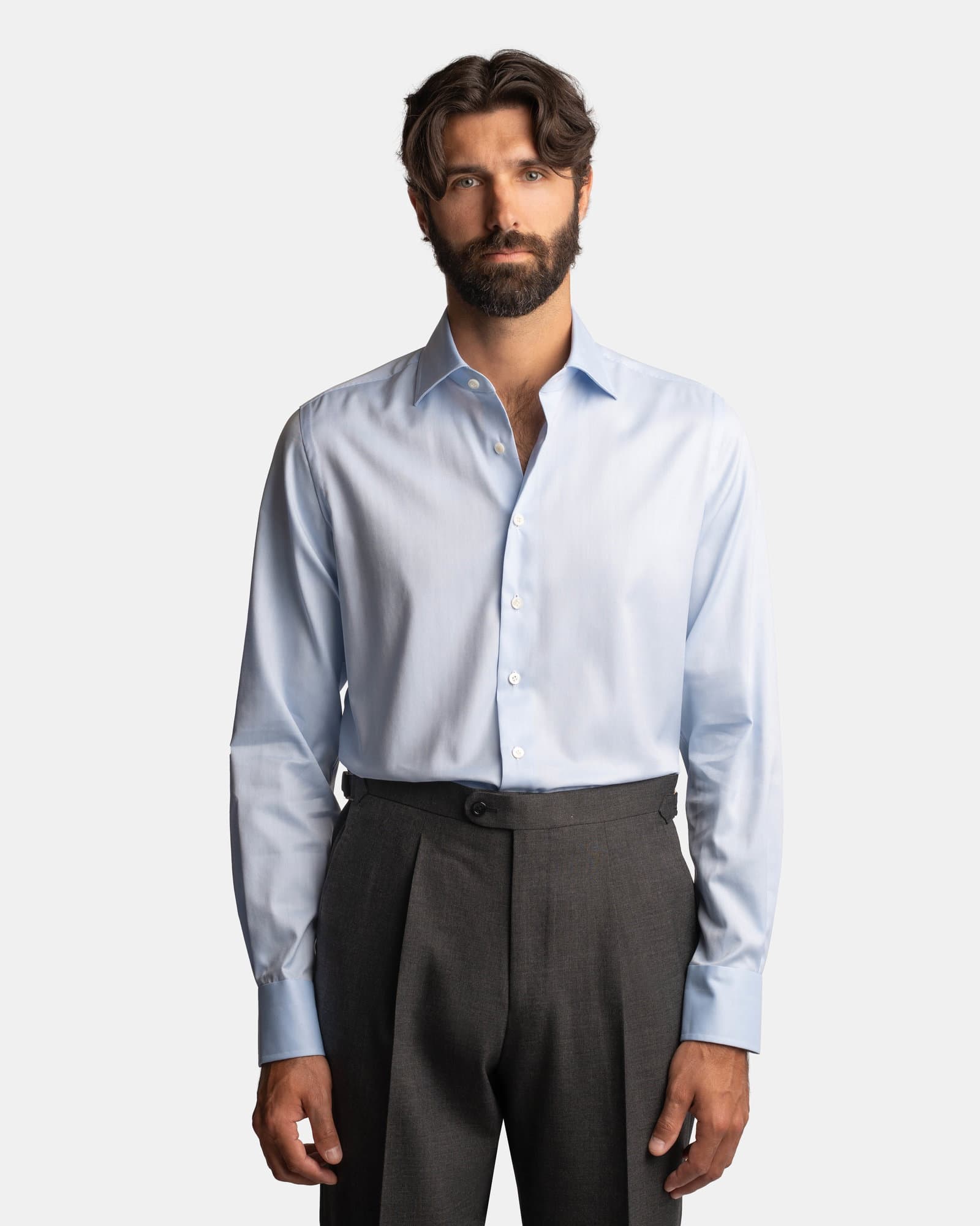 Handmade Herringbone Shirt Blue
