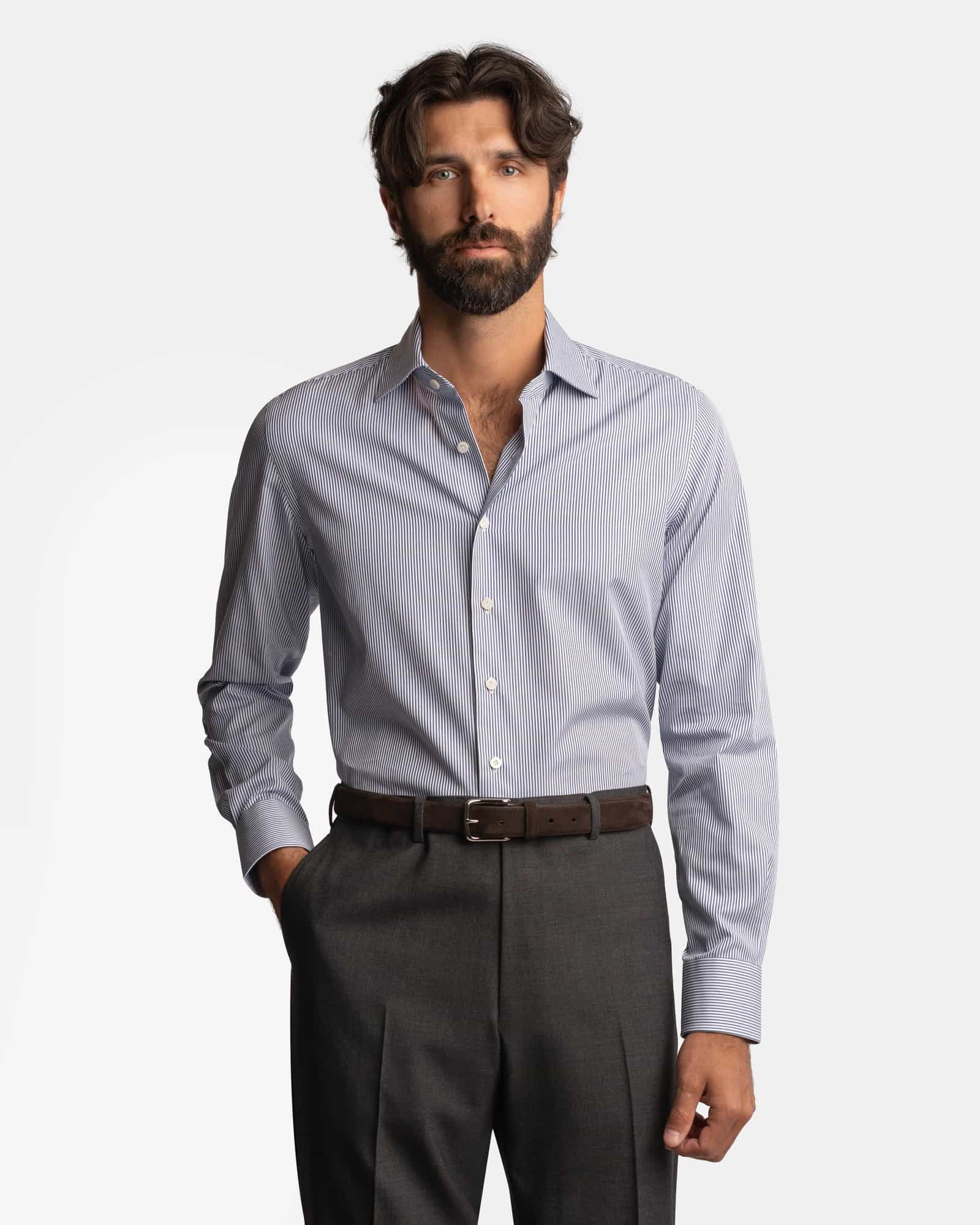 Handmade Striped Shirt Navy