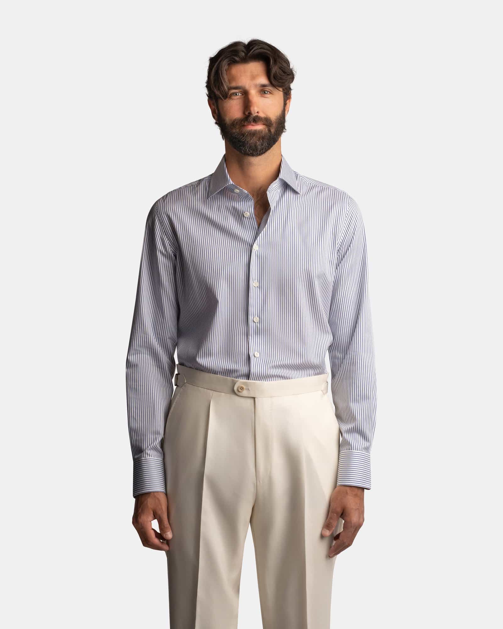 Handmade Outline Striped Shirt White