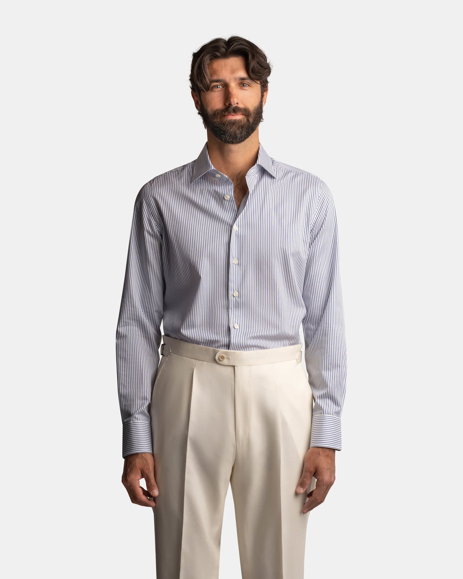 Handmade Outline Striped Shirt White