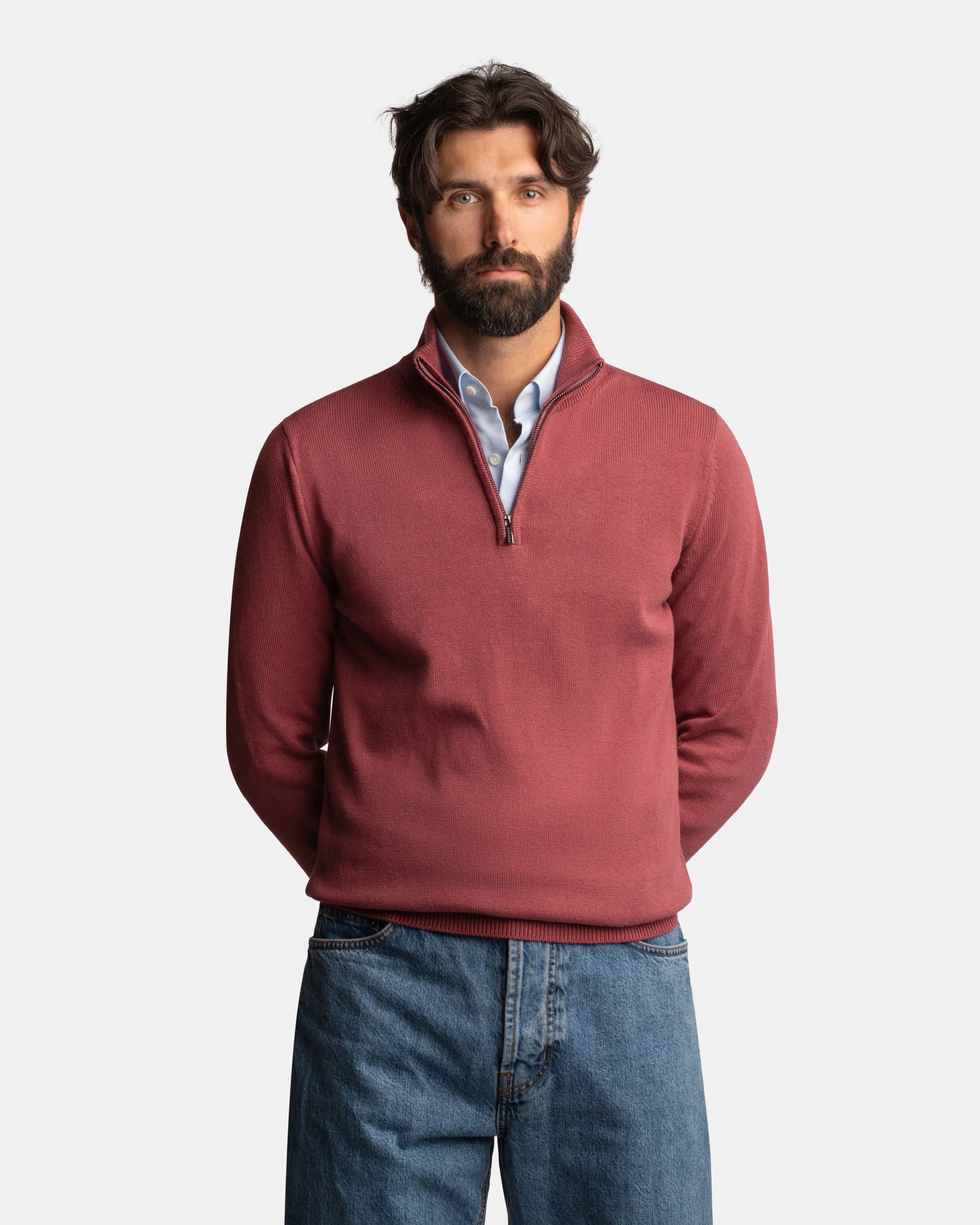 CashSilk Half Zip Sweater Red