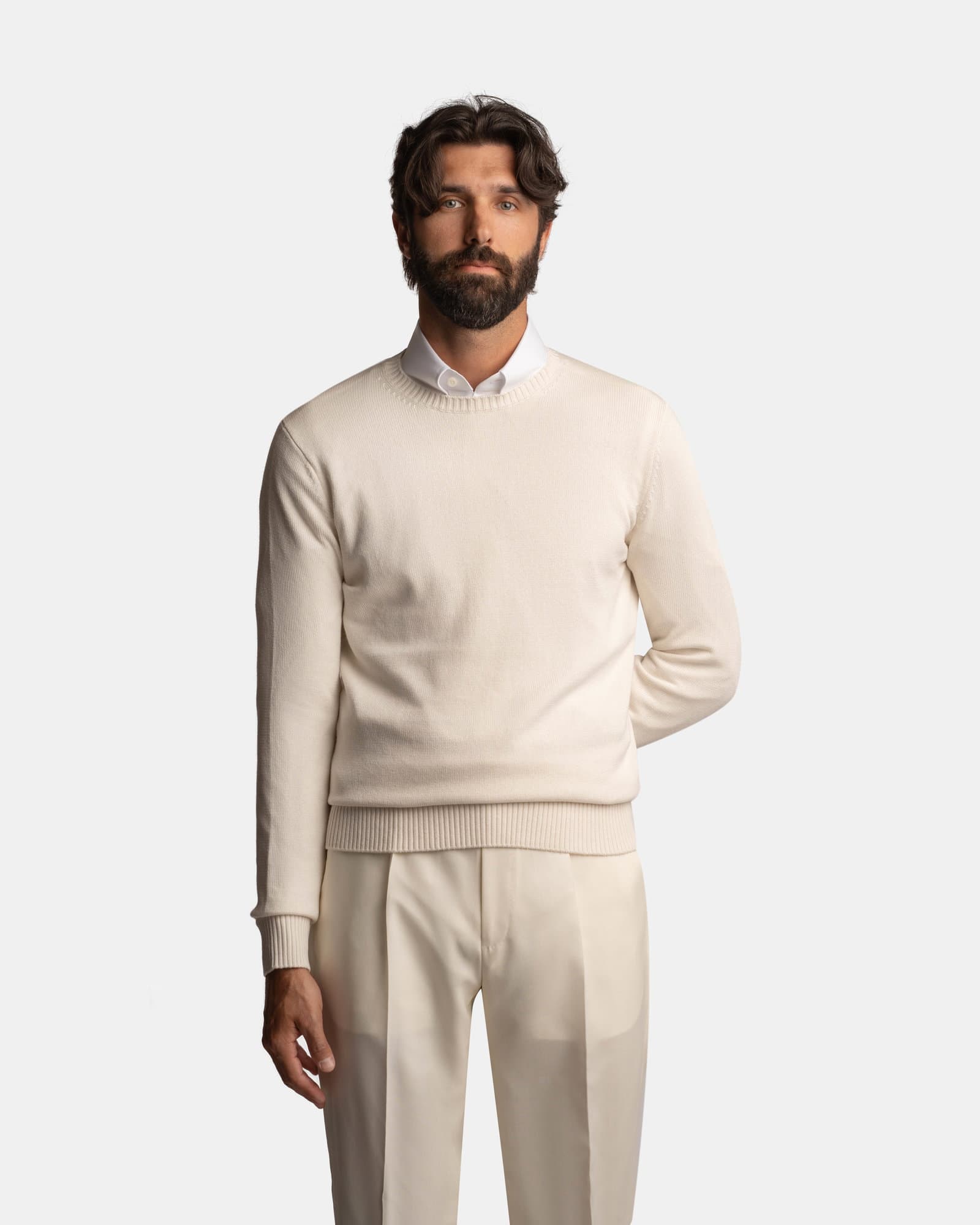 CashSilk Round Neck Sweater Cream