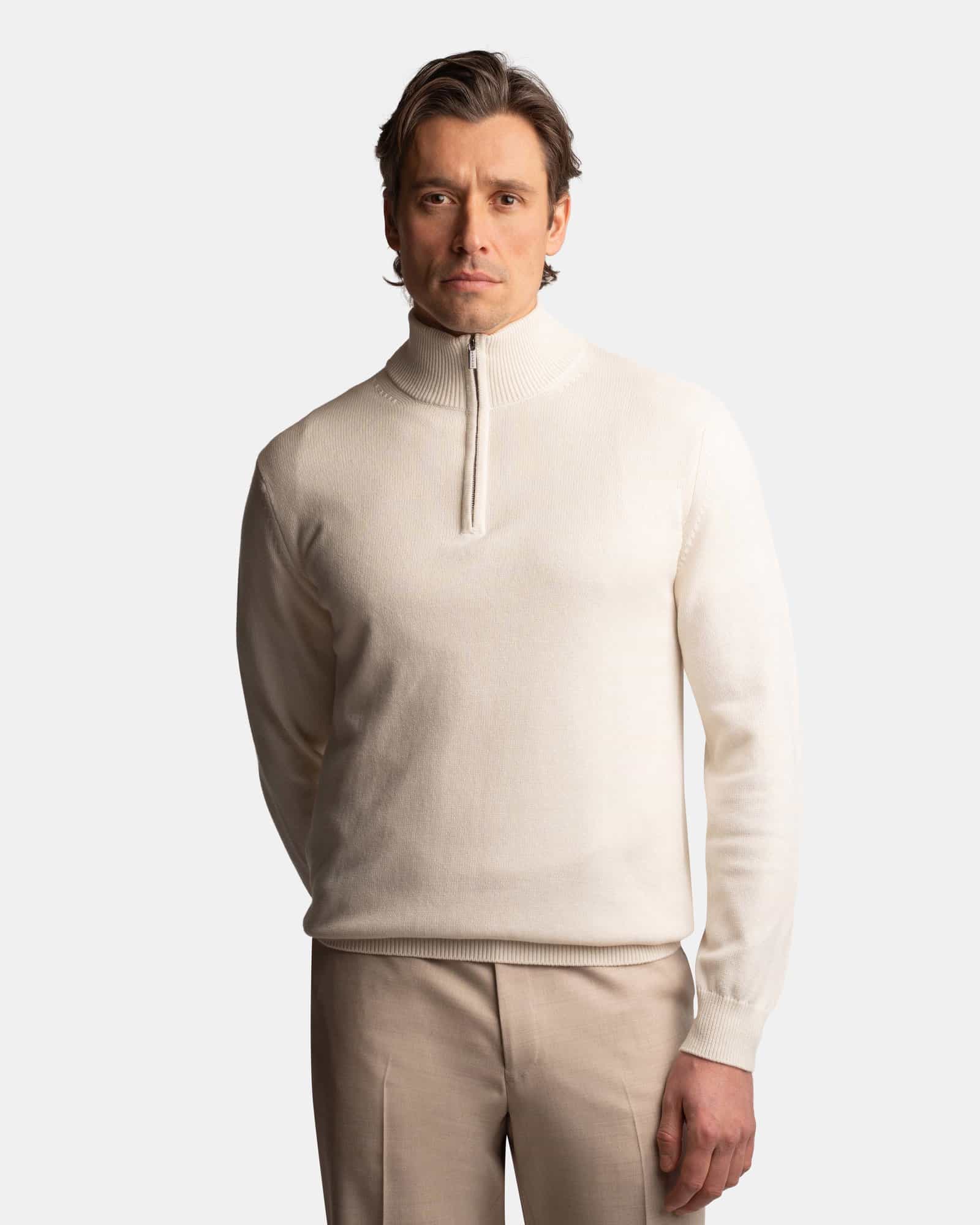 CashSilk Half Zip Sweater Cream