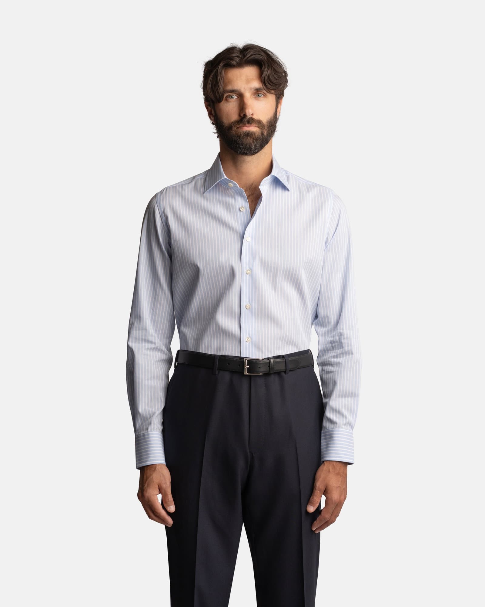White Striped Shirt Blue