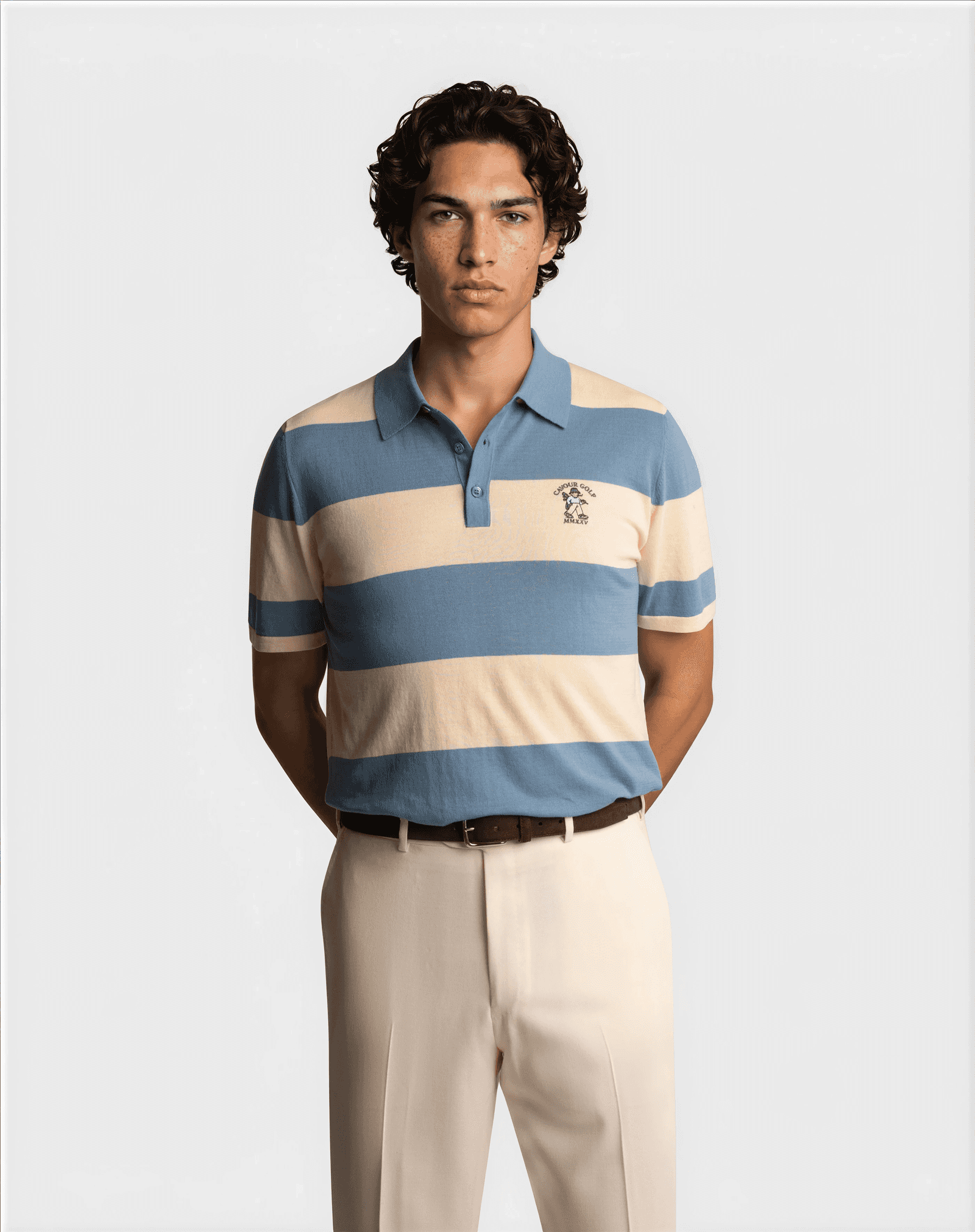 Ryder Cup Striped Polo Light Blue