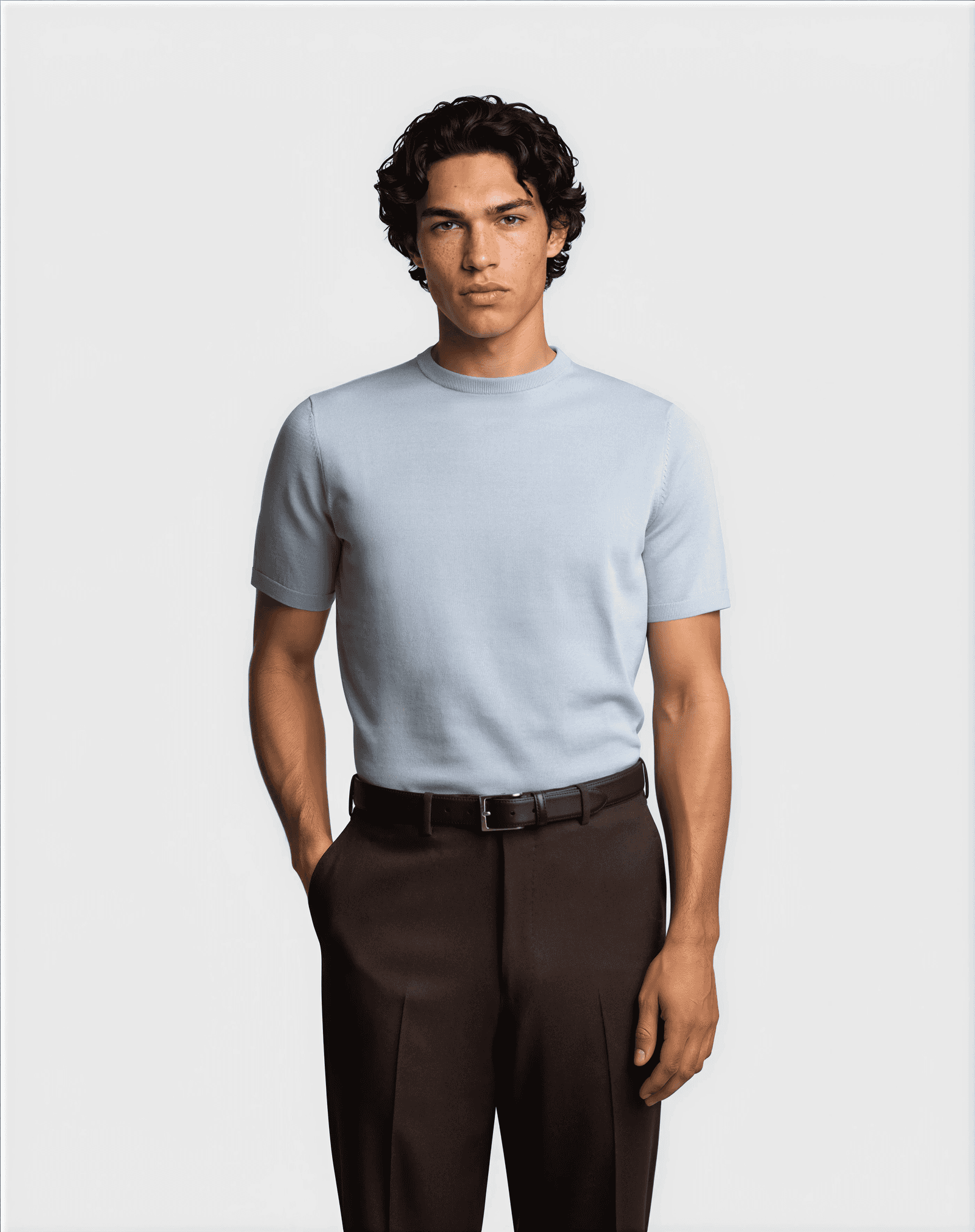 Cotton Silk T-Shirt Light Blue