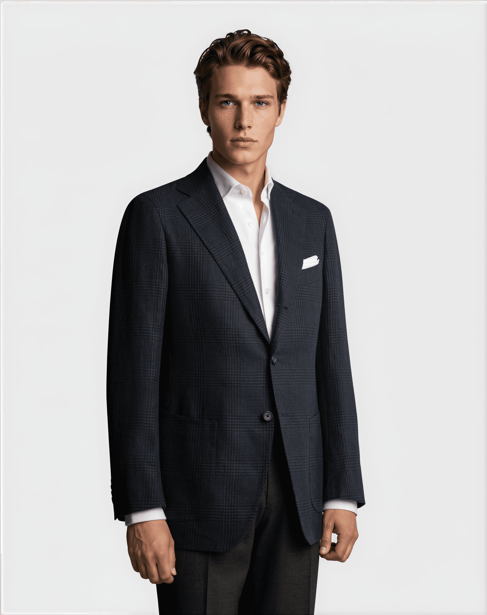 Mod 2 Wool Linen Glencheck Jacket Navy