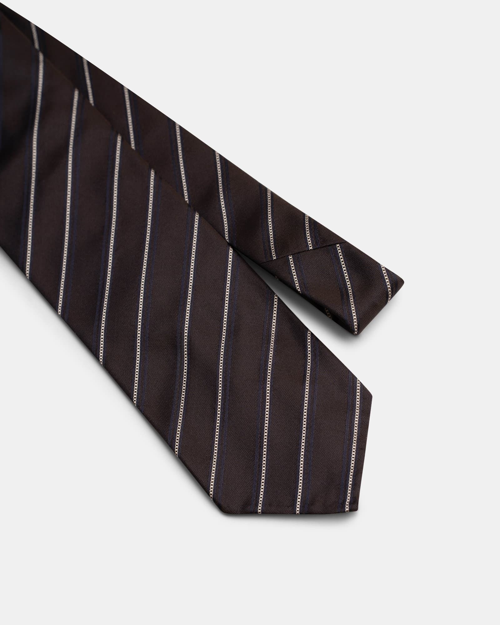 Silk Stripe Tie Brown