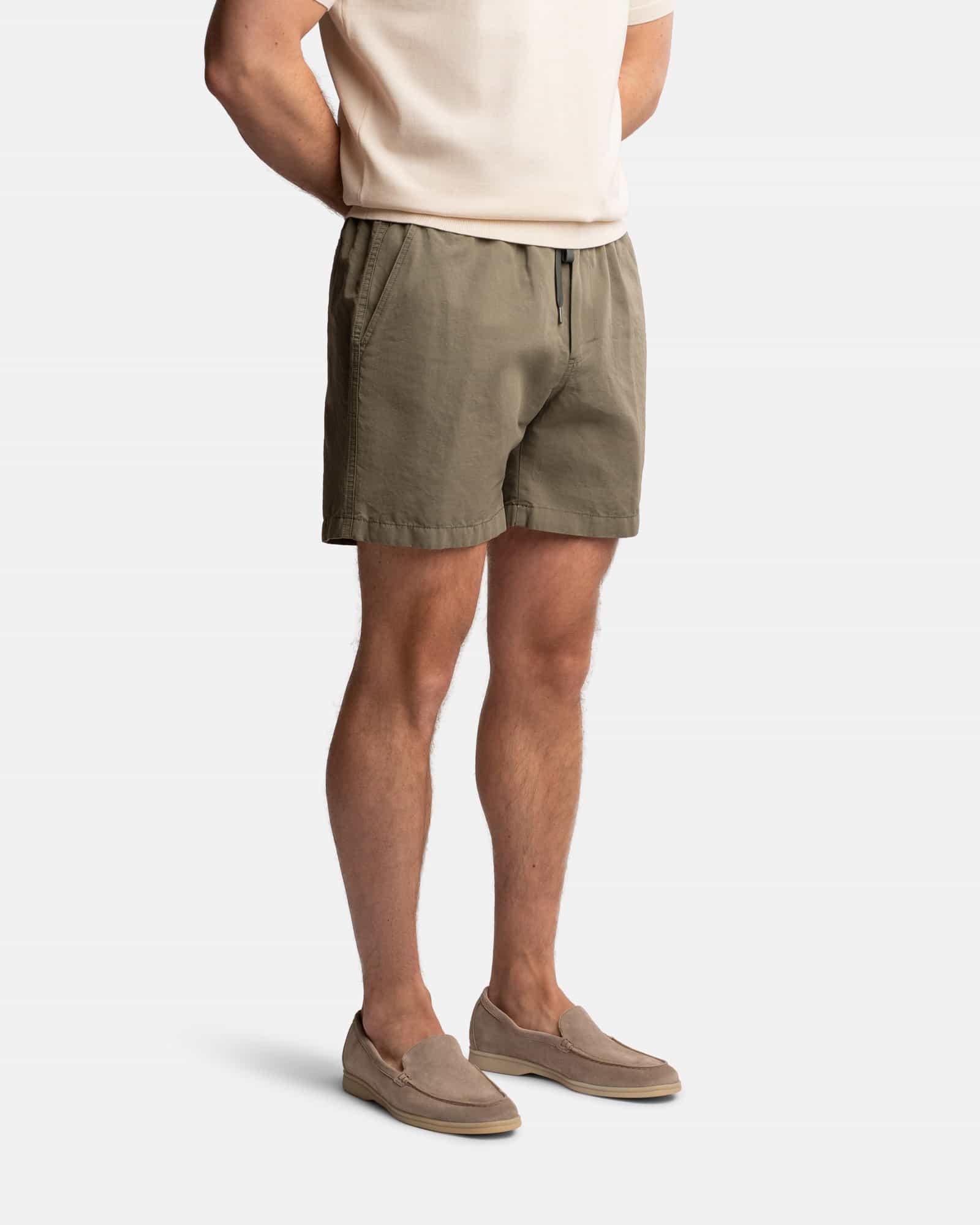 Cotton Linen Shorts Olive