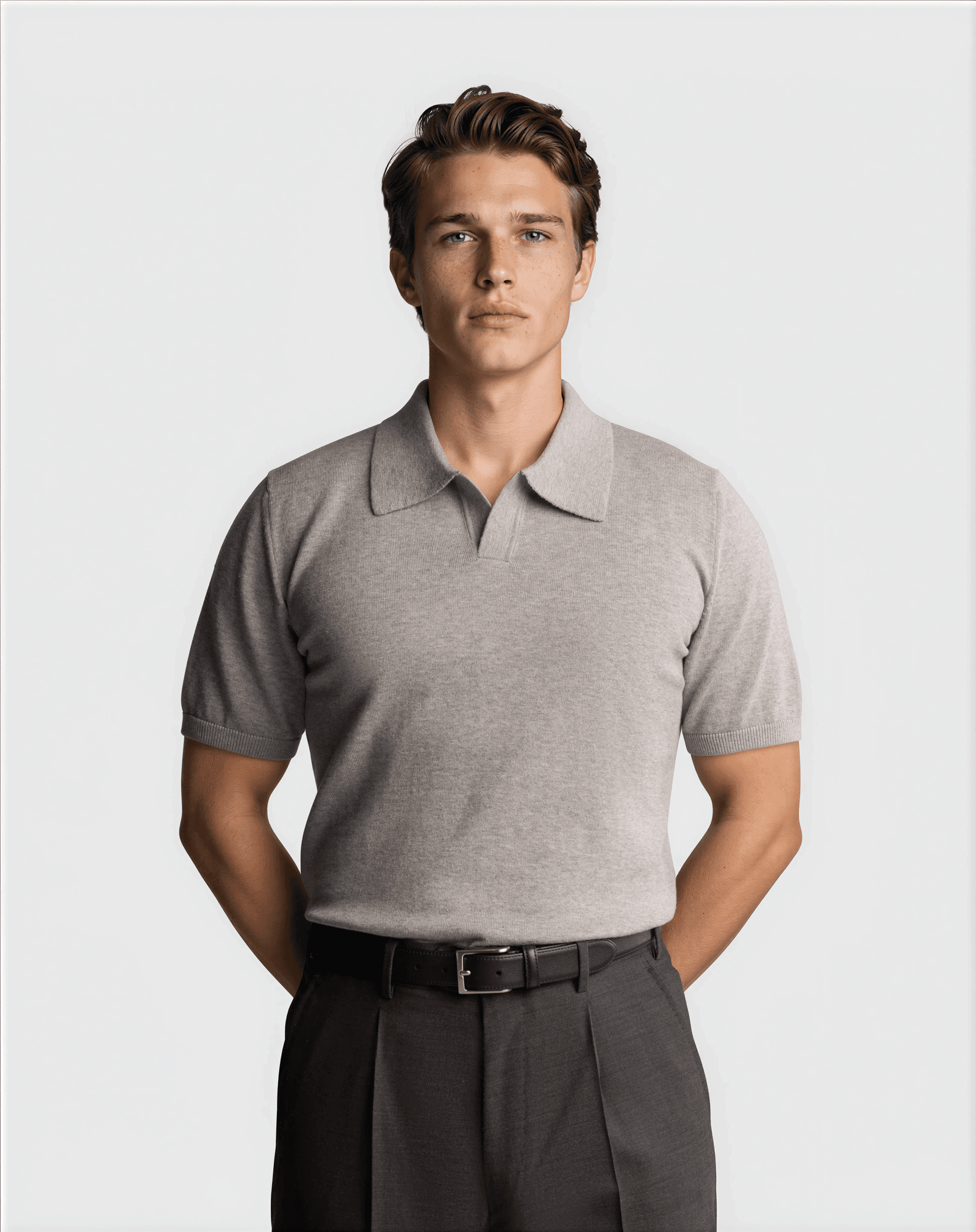 CashSilk Short Sleeve Polo Grey