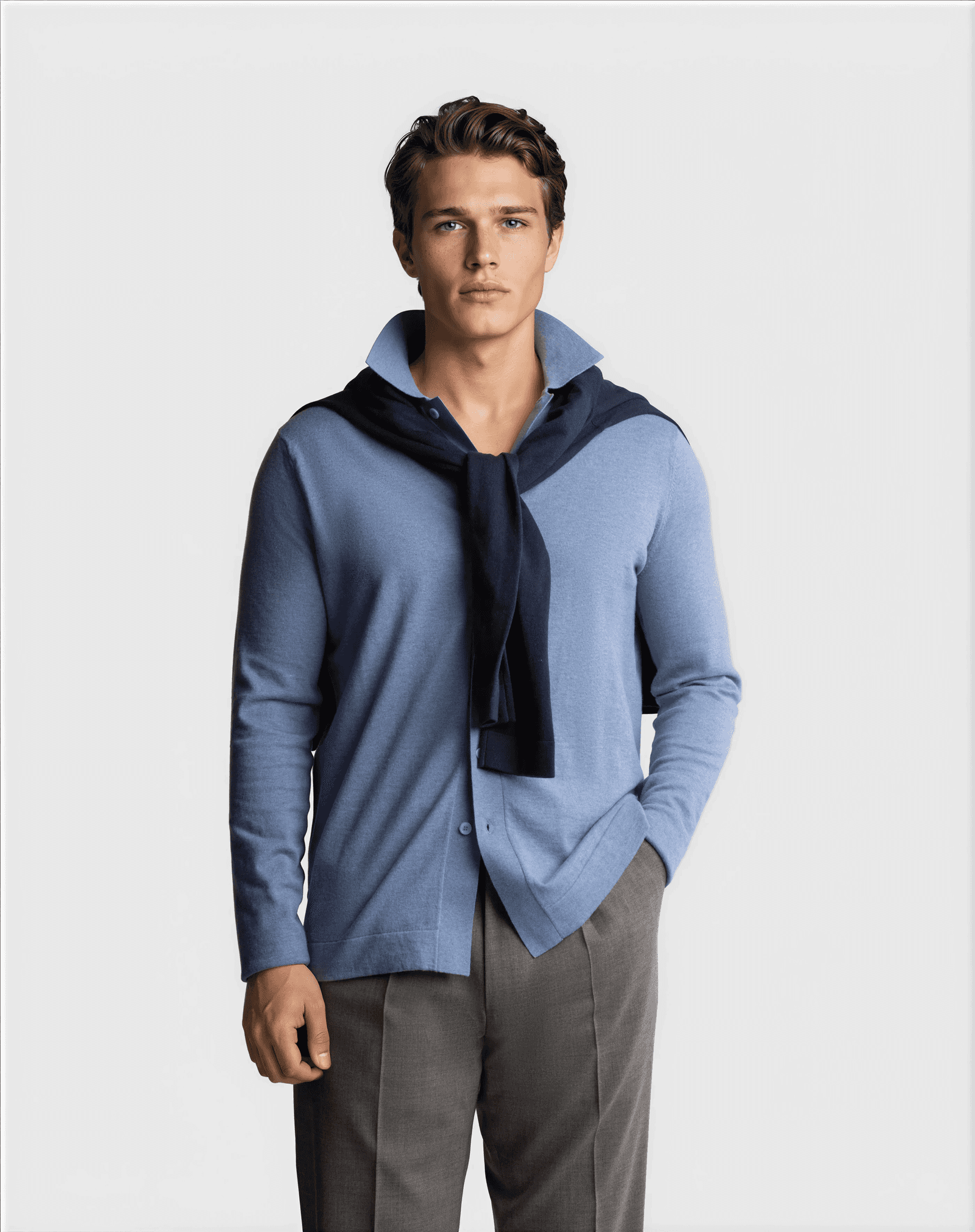 CashSilk Knitted Shirt Light Blue