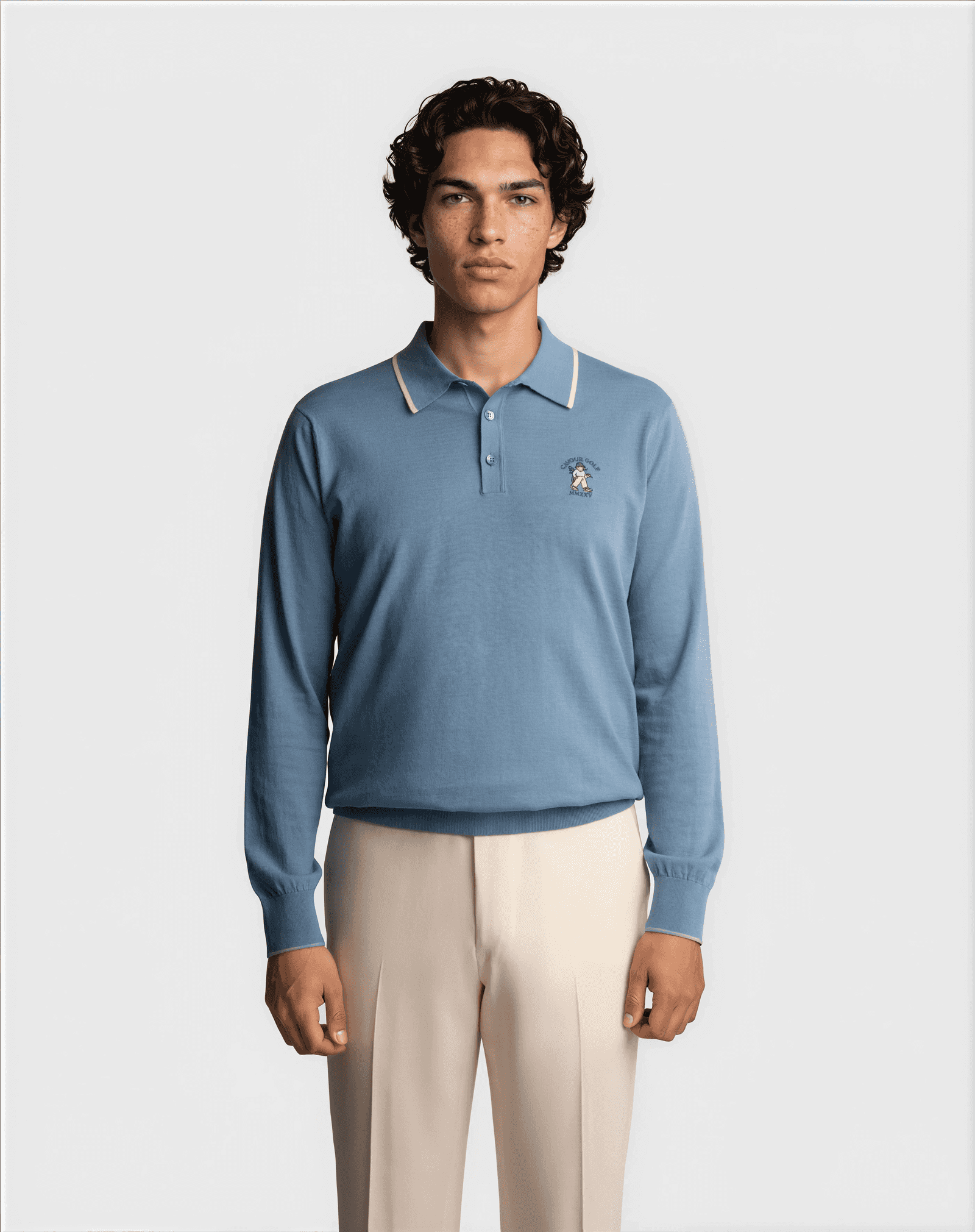 Contrast Sport Polo Light Blue