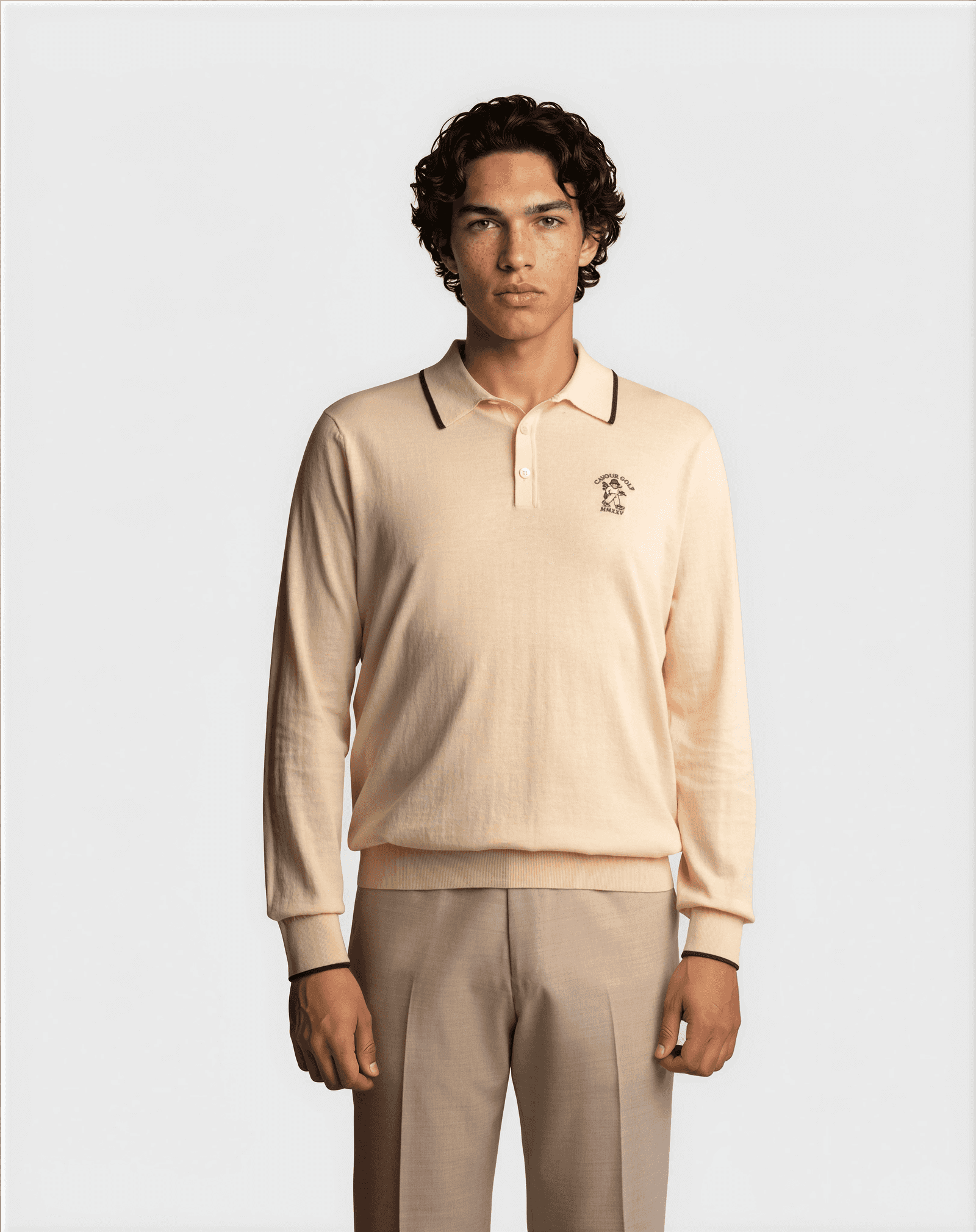 Contrast Sport Polo Cream