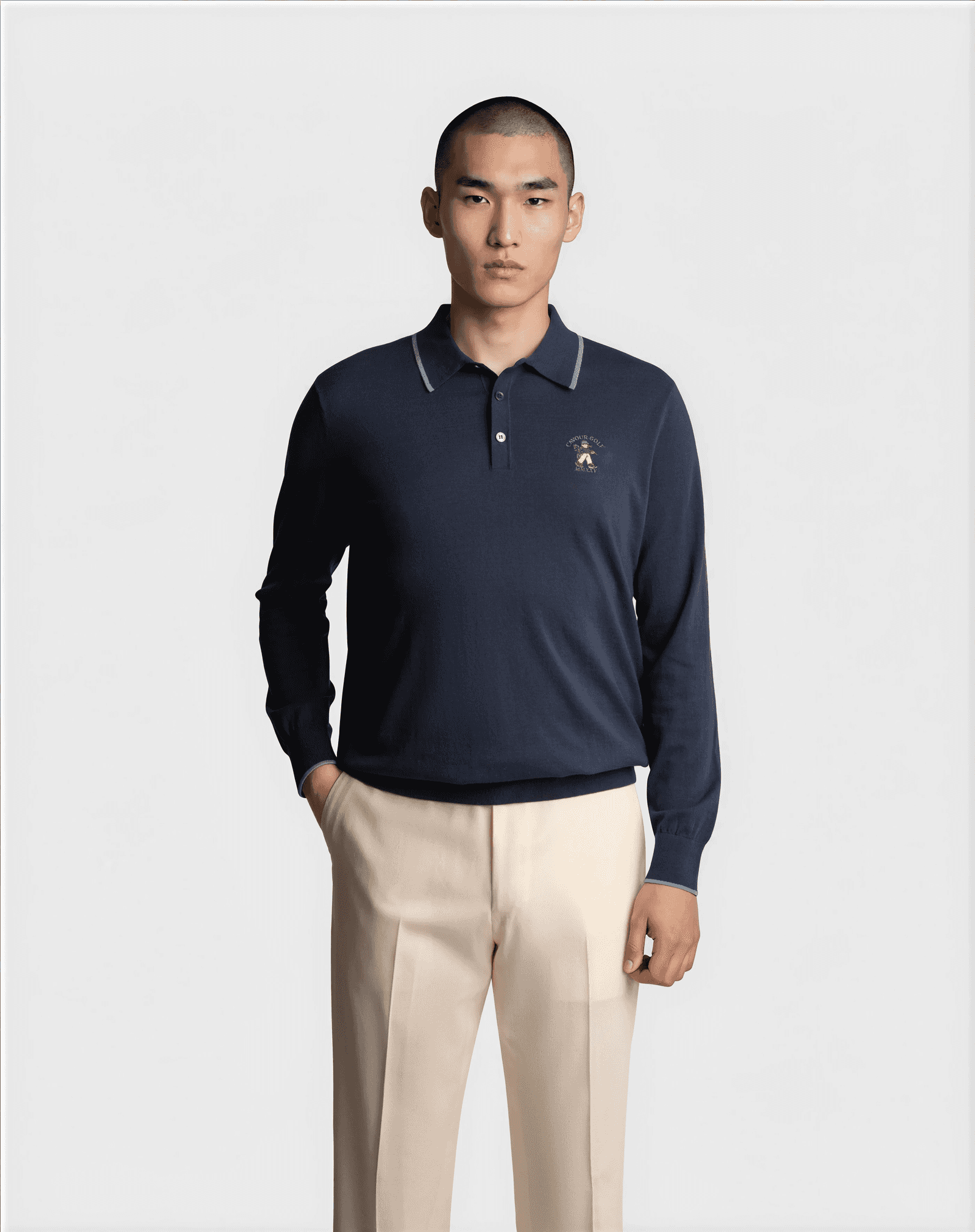 Contrast Sport Polo Navy