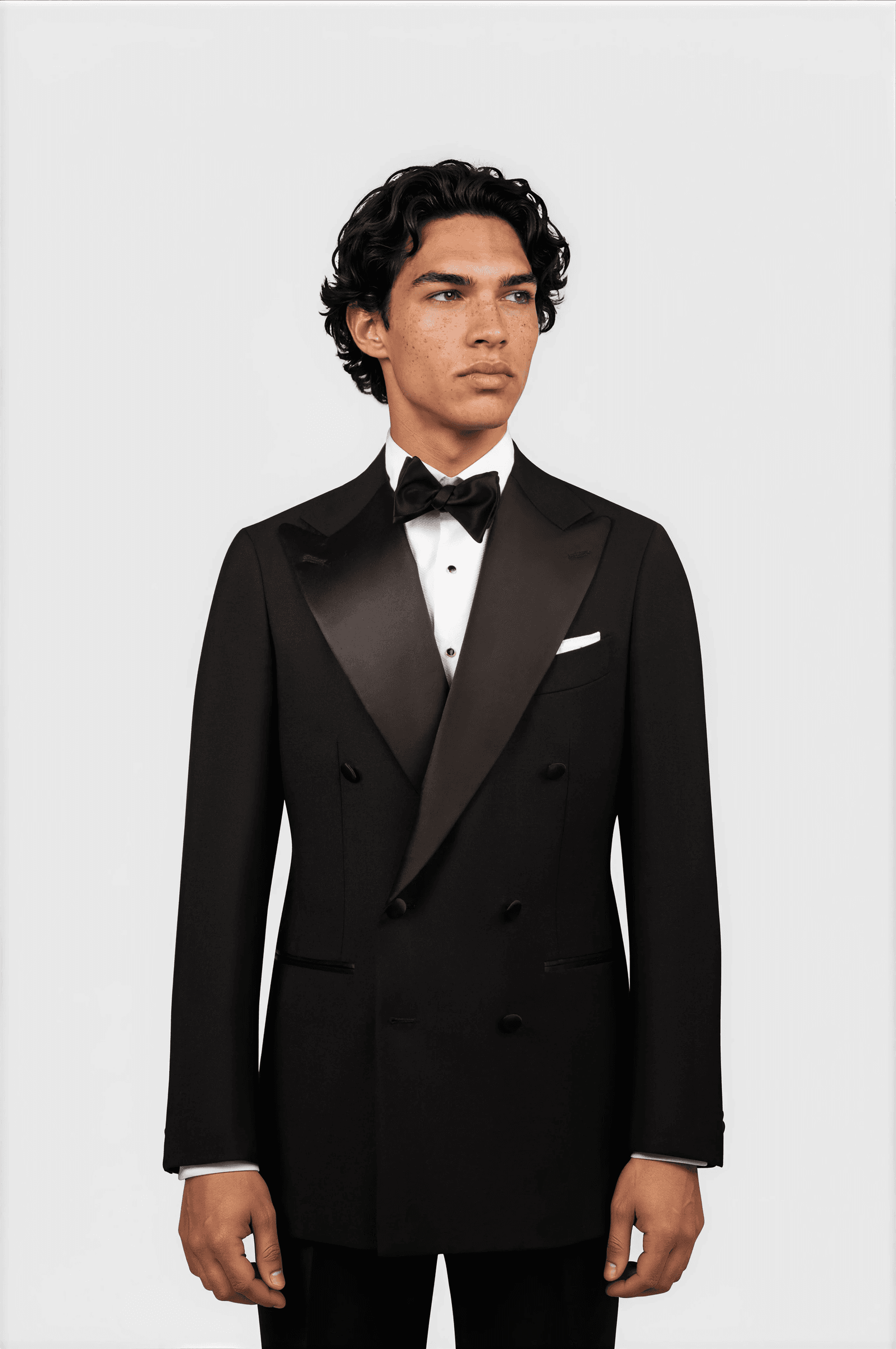 Mod 2 Double Breasted Barathea Wool Tuxedo Black