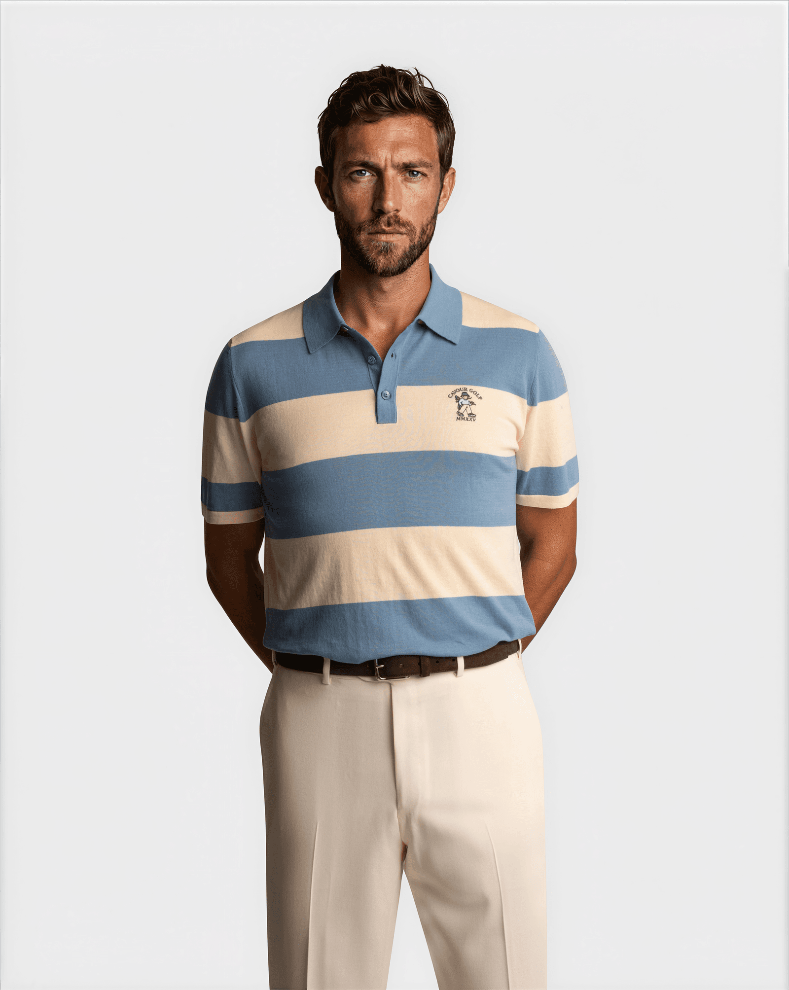 Ryder Cup Striped Polo Light Blue