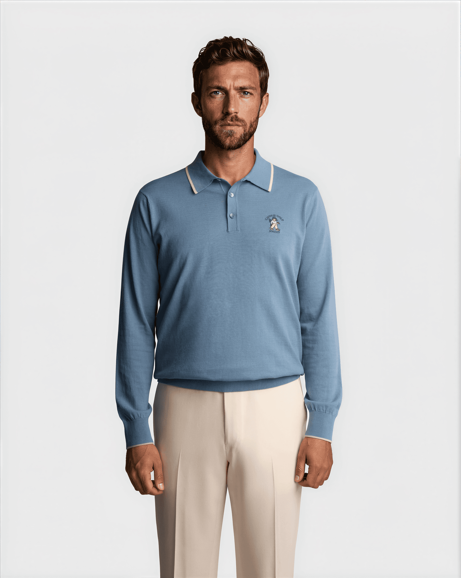Contrast Sport Polo Light Blue