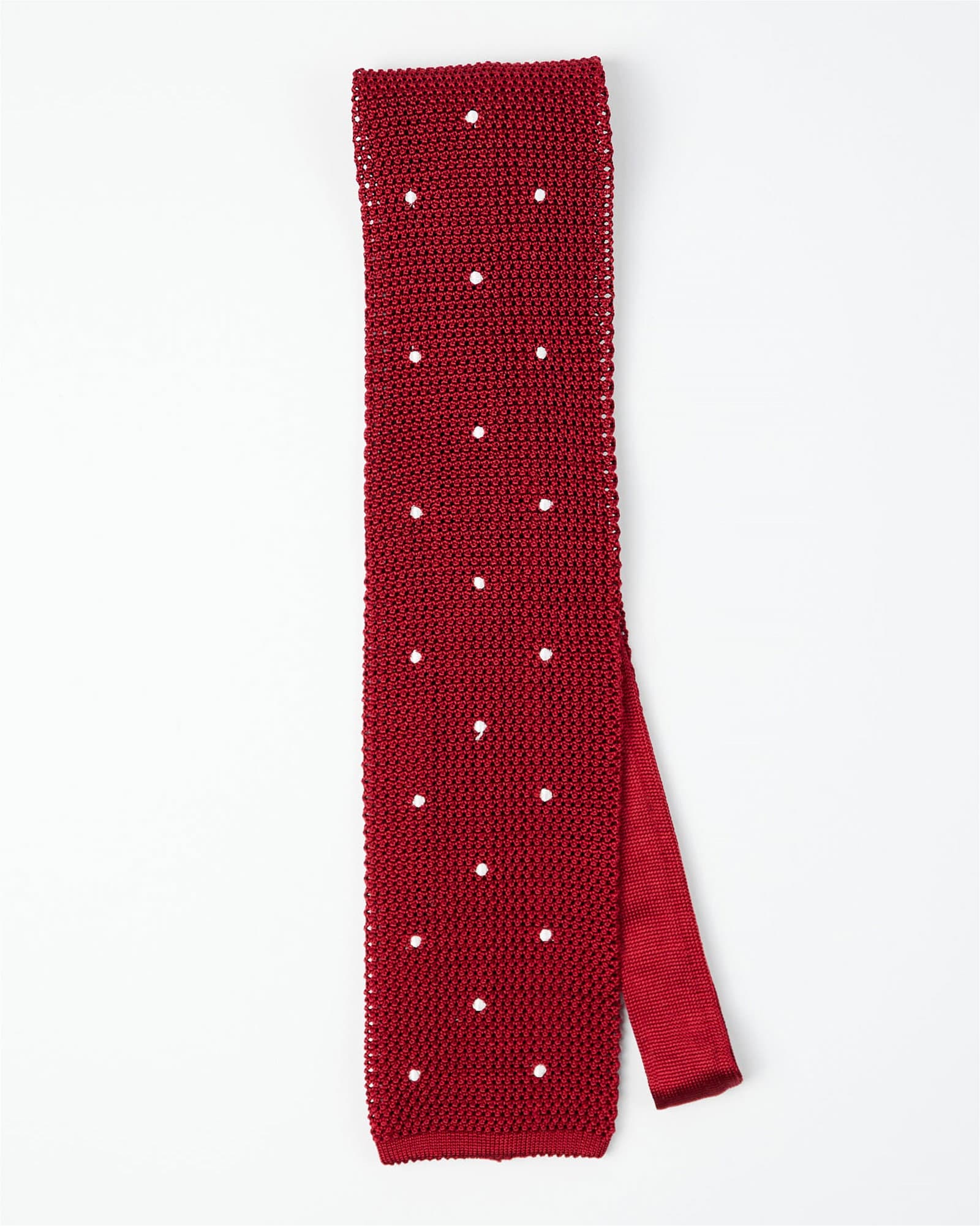 Knit Silk Dot Tie Red