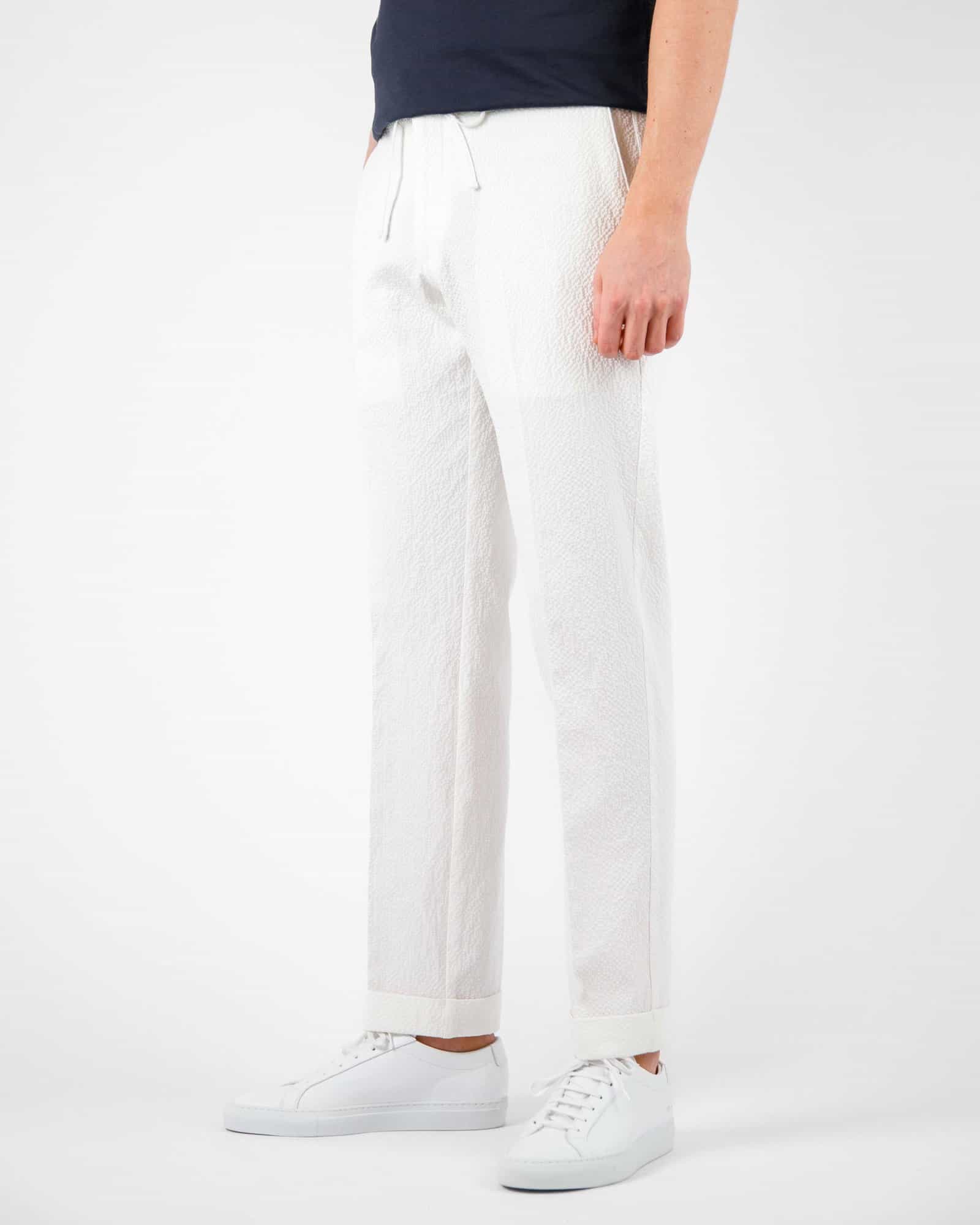 Mod 2 Seersucker Drawstring Trouser White