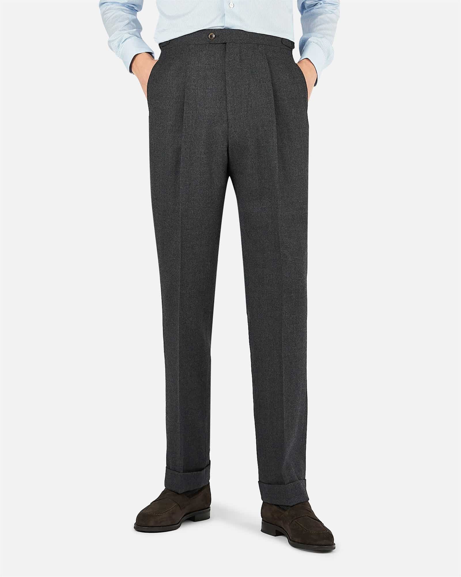 Mod 3 British Flannel Trouser - High Rise Dark Grey