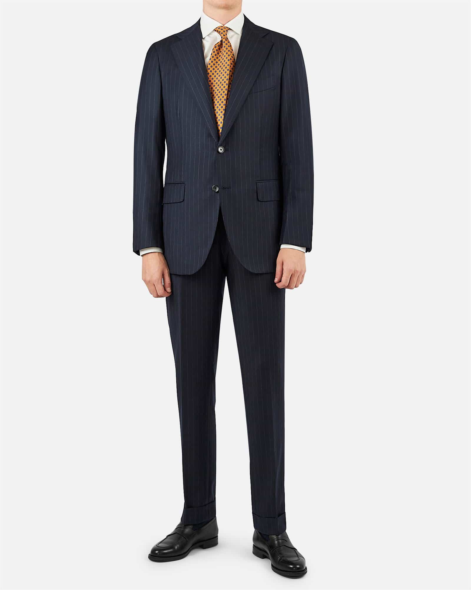 Mod 2 Worsted Pinstripe Suit Navy